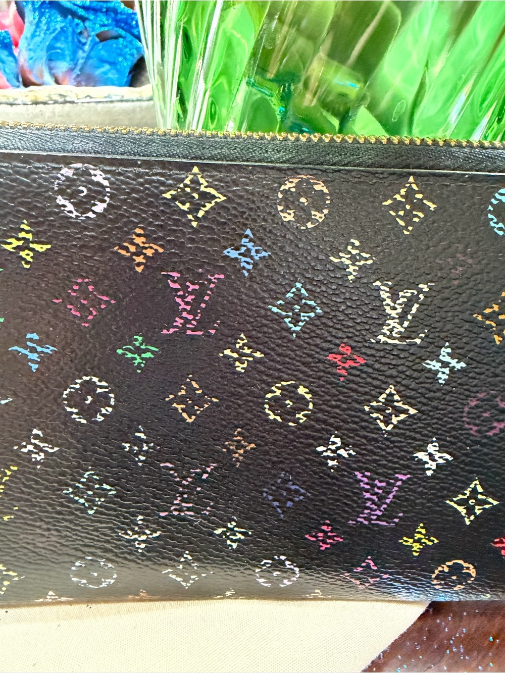Louis Vuitton Black Murakami Multicolor Monogram Zip Wallet - Picture 2 of 9